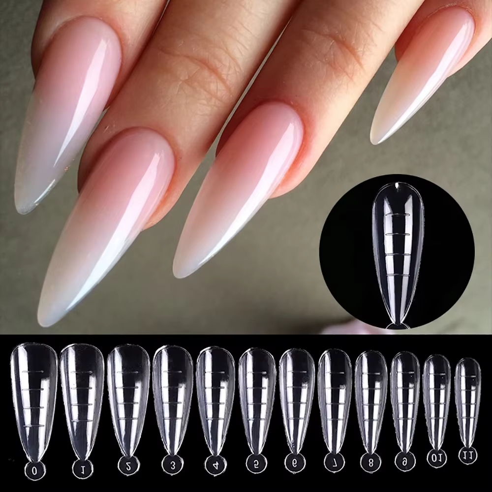 100 pièces/boîte, forme à ongles en polygel transparent