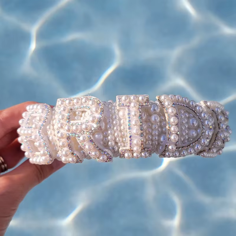 Bandeau de mariée en perles, accessoires de cheveux de mariage pour mariée, fête prénuptiale, enterrement de vie de jeune fille, fournitures de décoration pour fête de fiançailles Bach