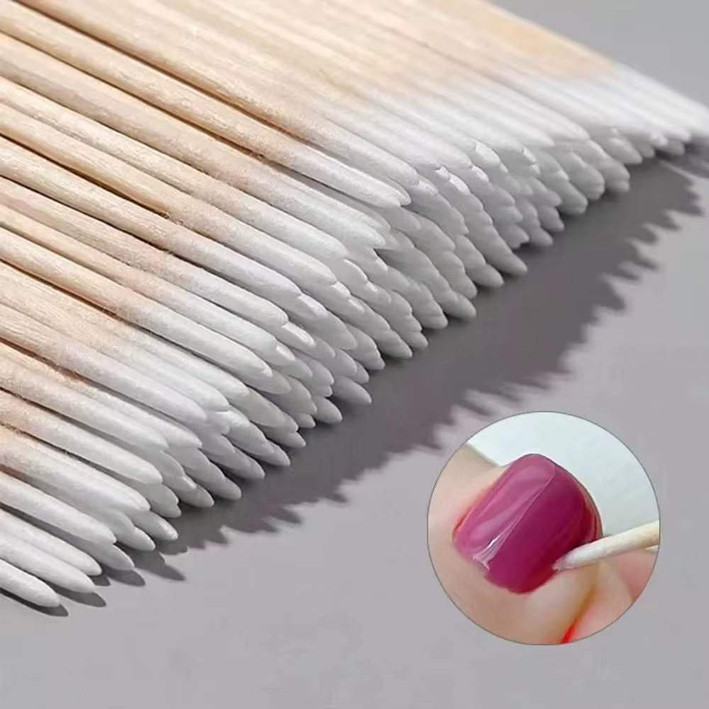 100/300/500 ongles pointe en bois coton-tige bourgeons jetable Ultra-détail correcteur dissolvant de vernis