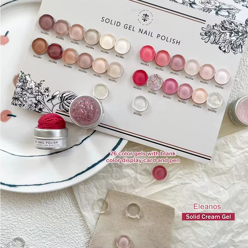 Eleanos Straberry rose marron 26 pièces Gel crème solide vernis Gel de peinture professionnelle avec nuancier pour Nail