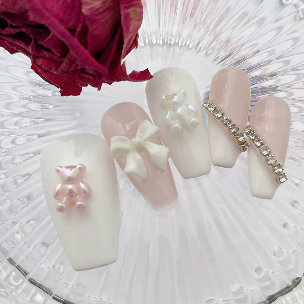 Mini-Baroque- Perle Aurora Ornements Diamante Résine Accessoire Adorable Kiyomi Ours Ongles Conseils Vernis Couplets
