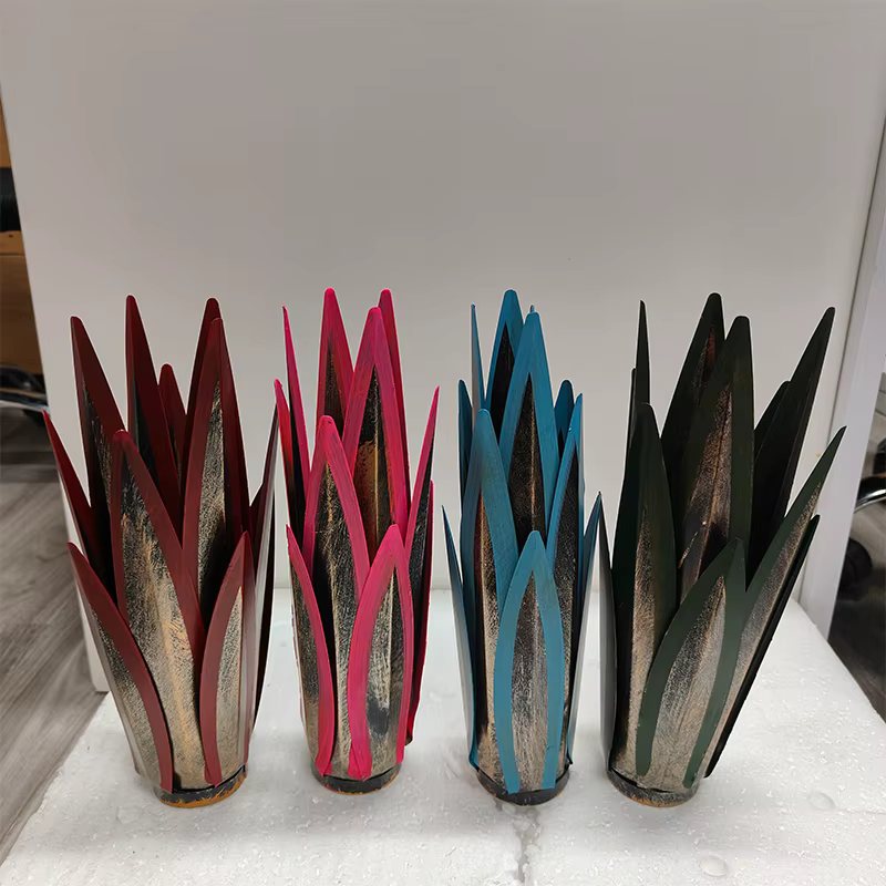 Sculpture de paysage de Tequila artificielle d'agave en métal, plante d'agave en métal, décoration de maison rustique peinte à la main