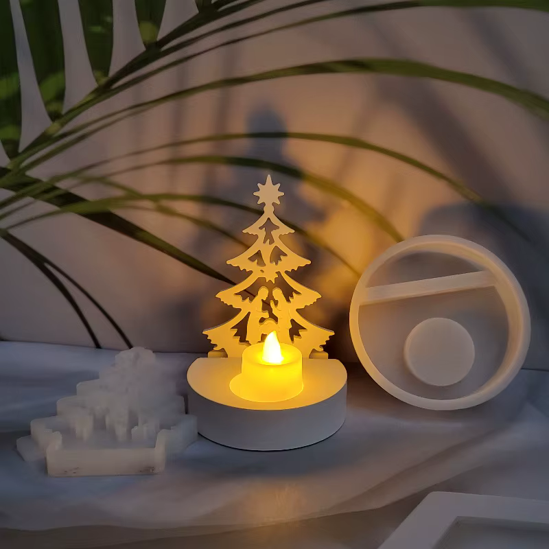 Moule en plâtre de prière de Jésus dans l'arbre de Noël, moule en silicone bricolage, décoration enfichable