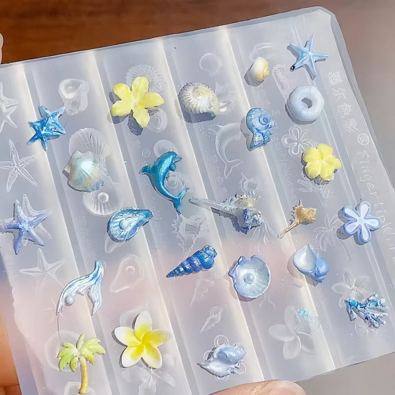 1 morceau de moule d'art d'ongle de style océan