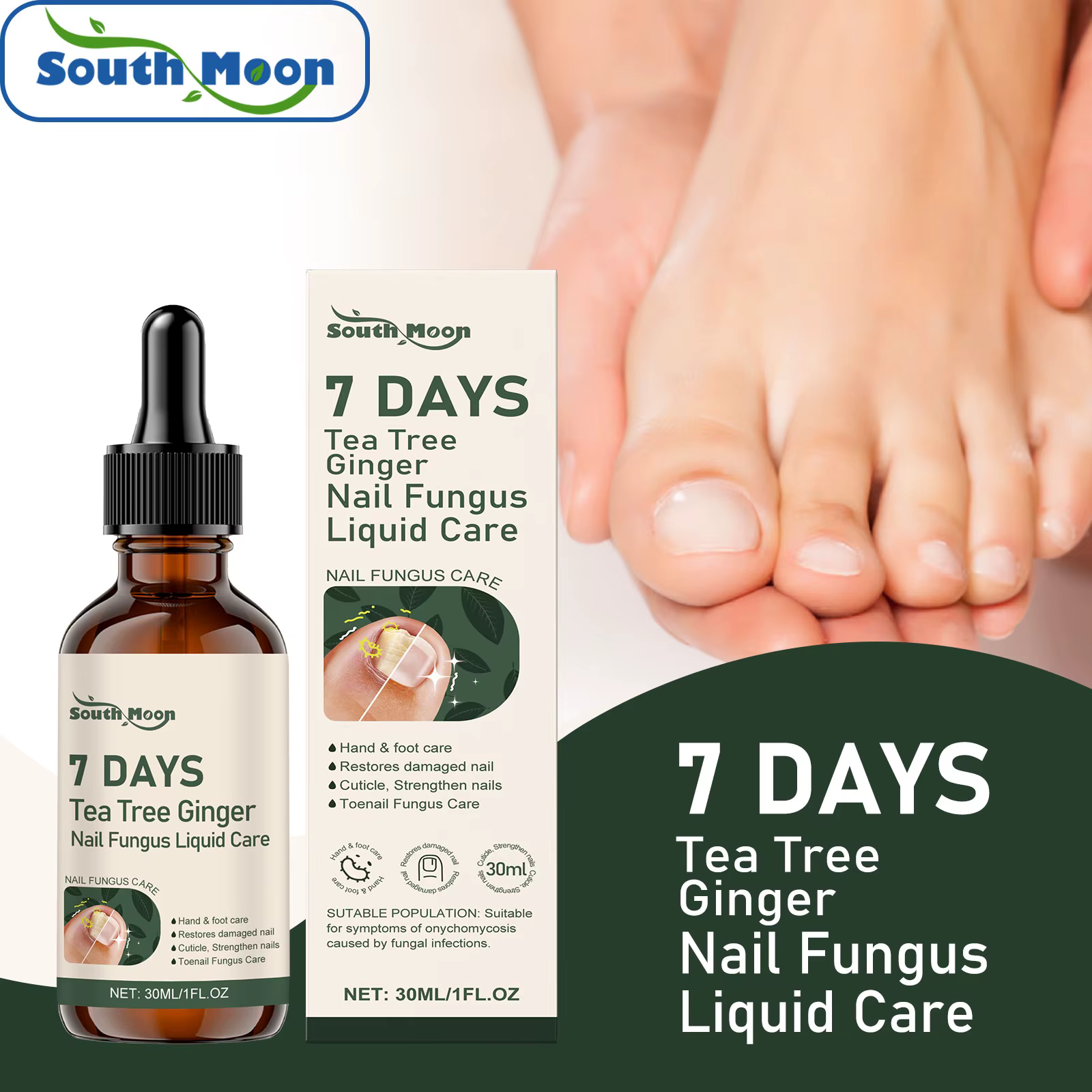 Solution de soin des ongles au gingembre et à l'arbre à thé 30/60 ml – Réparation et entretien de la santé