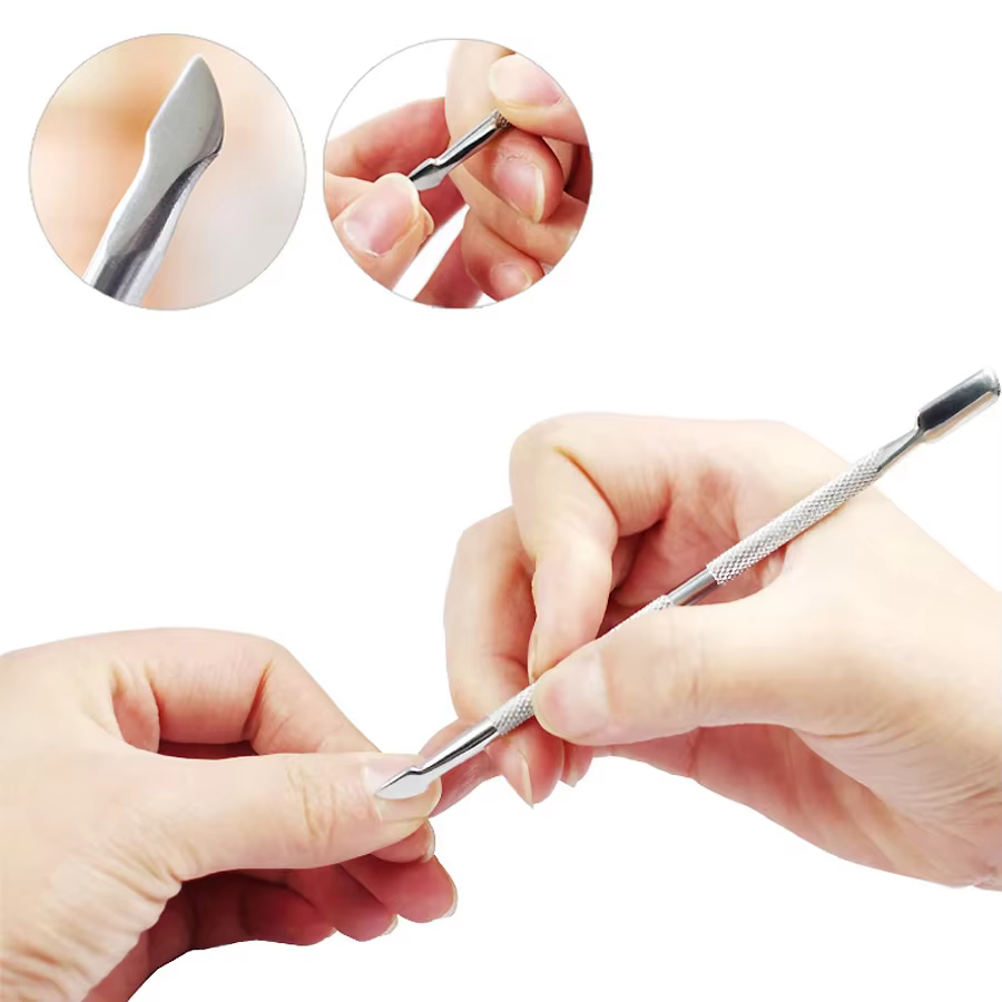 Dissolvant de cuticules en acier inoxydable
