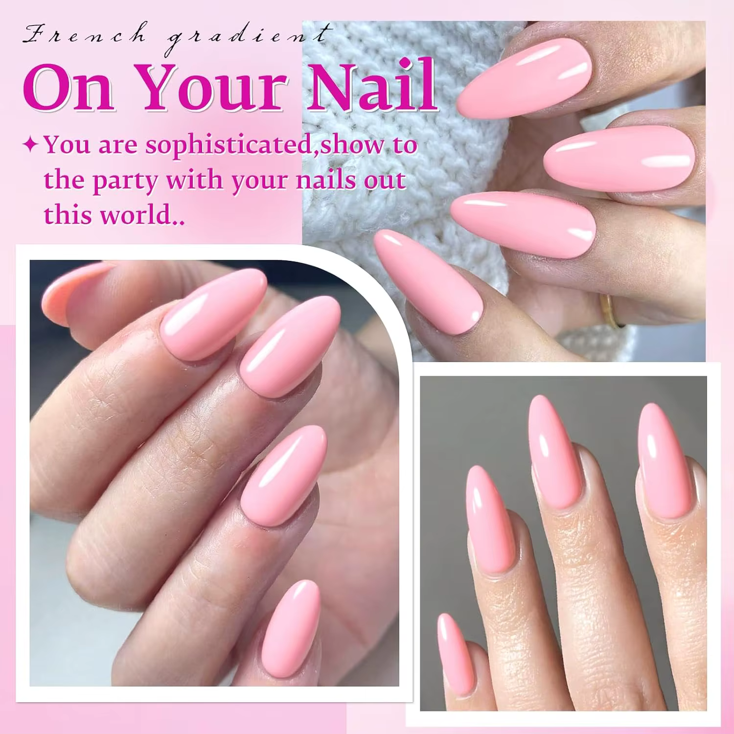 120 pièces/boîte, faux ongles en amande de couleur rose moyen