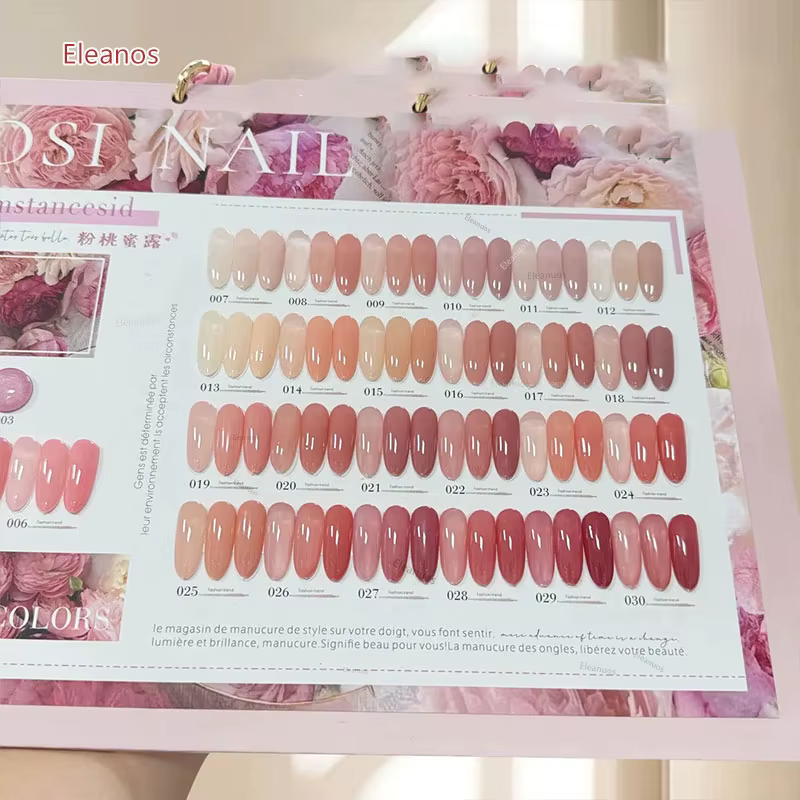 Eleanos rose pêche 30 couleurs 15ml gelée Gel vernis avec ColorCard nu transculent tremper UV LED clair manteau Gel Salon de manucure Kit