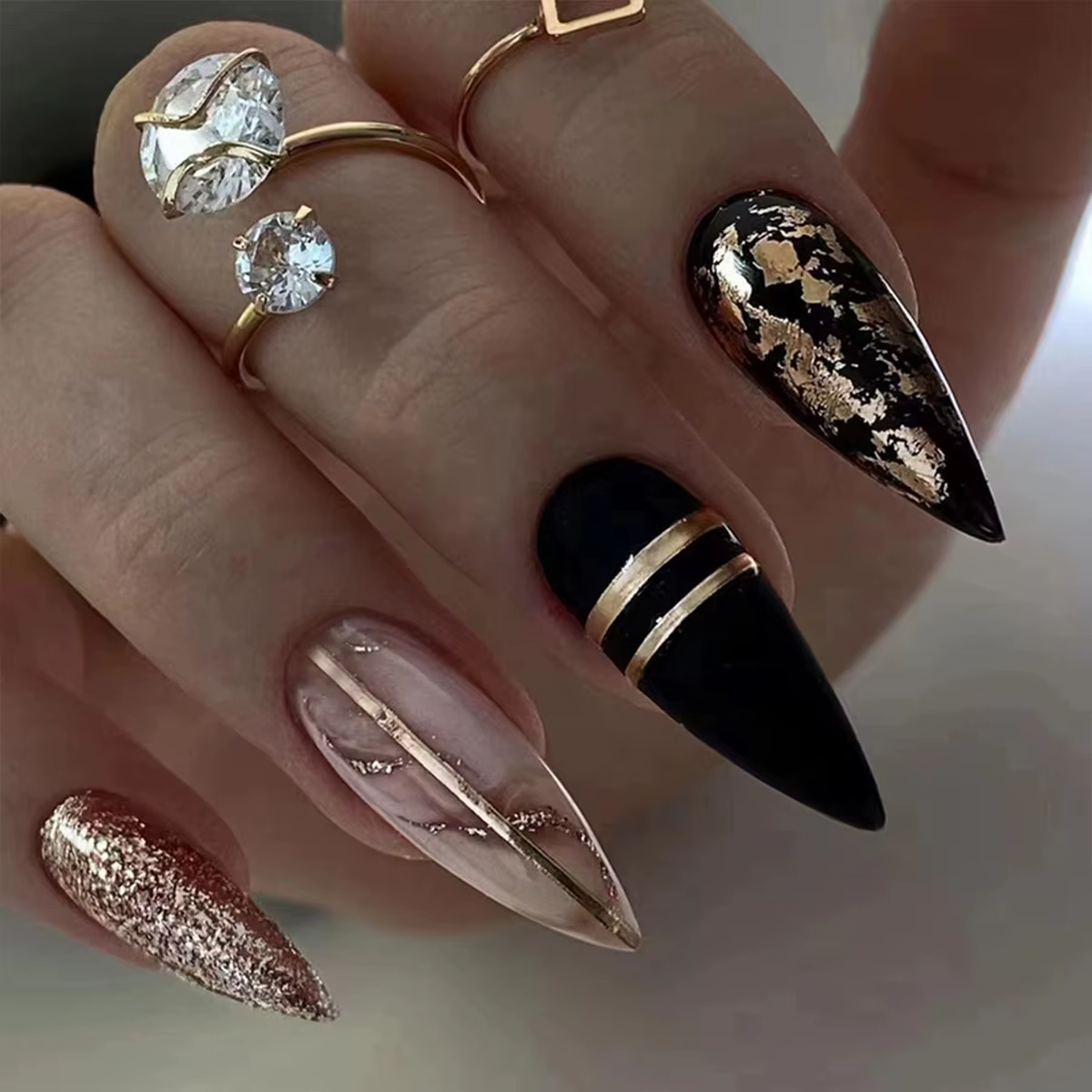 24 pièces de nouveaux ongles à pression de style français (autocollants pour faux