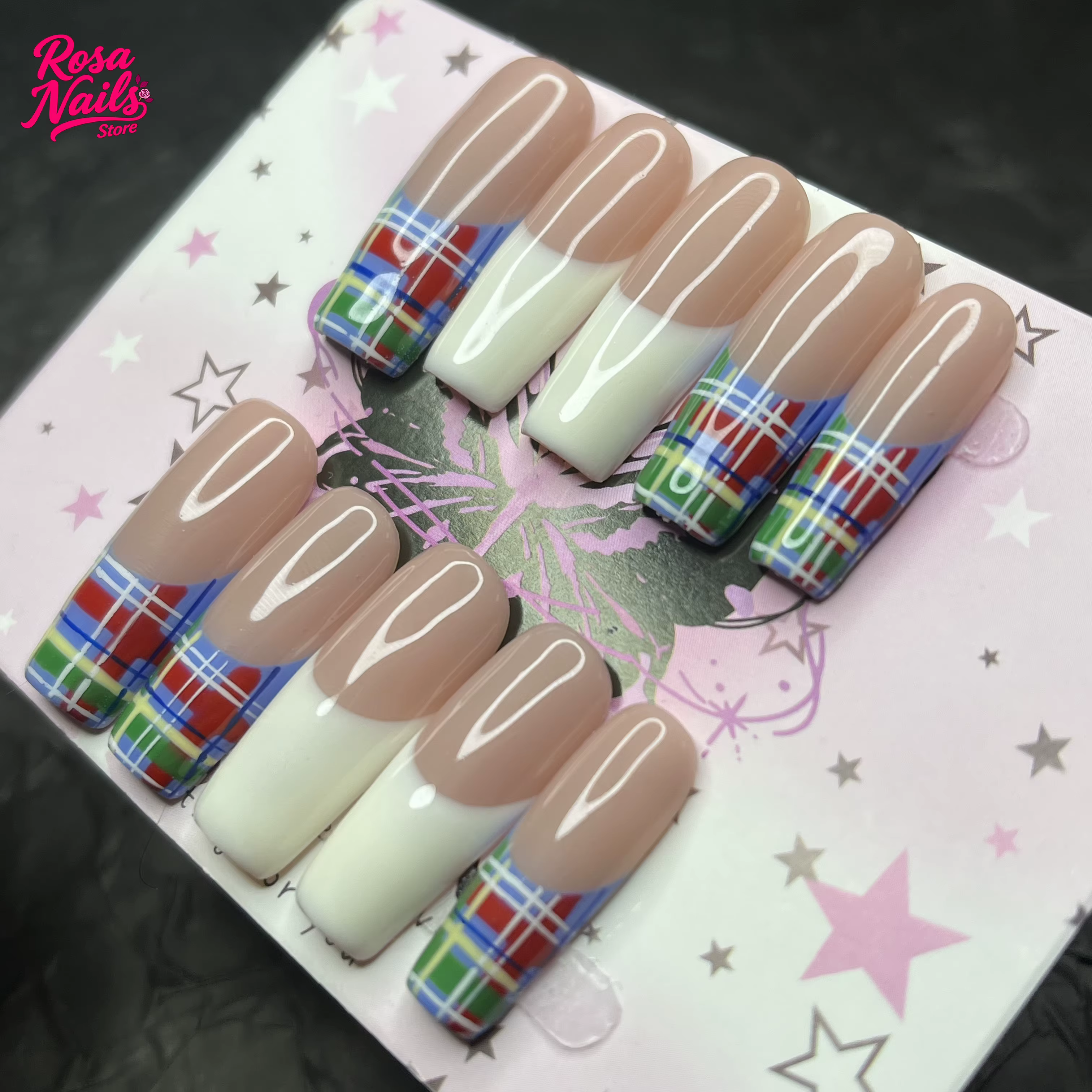 Faux ongles longs carrés faits à la main