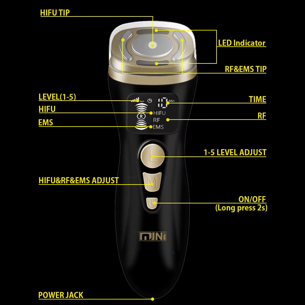 Black Magic-Mini Machine HIFU 2.0, Appareil à Ultrasons RF EMS, Micro-Courant, Lifting, Raffermissement, Soins de la Peau, Déformable