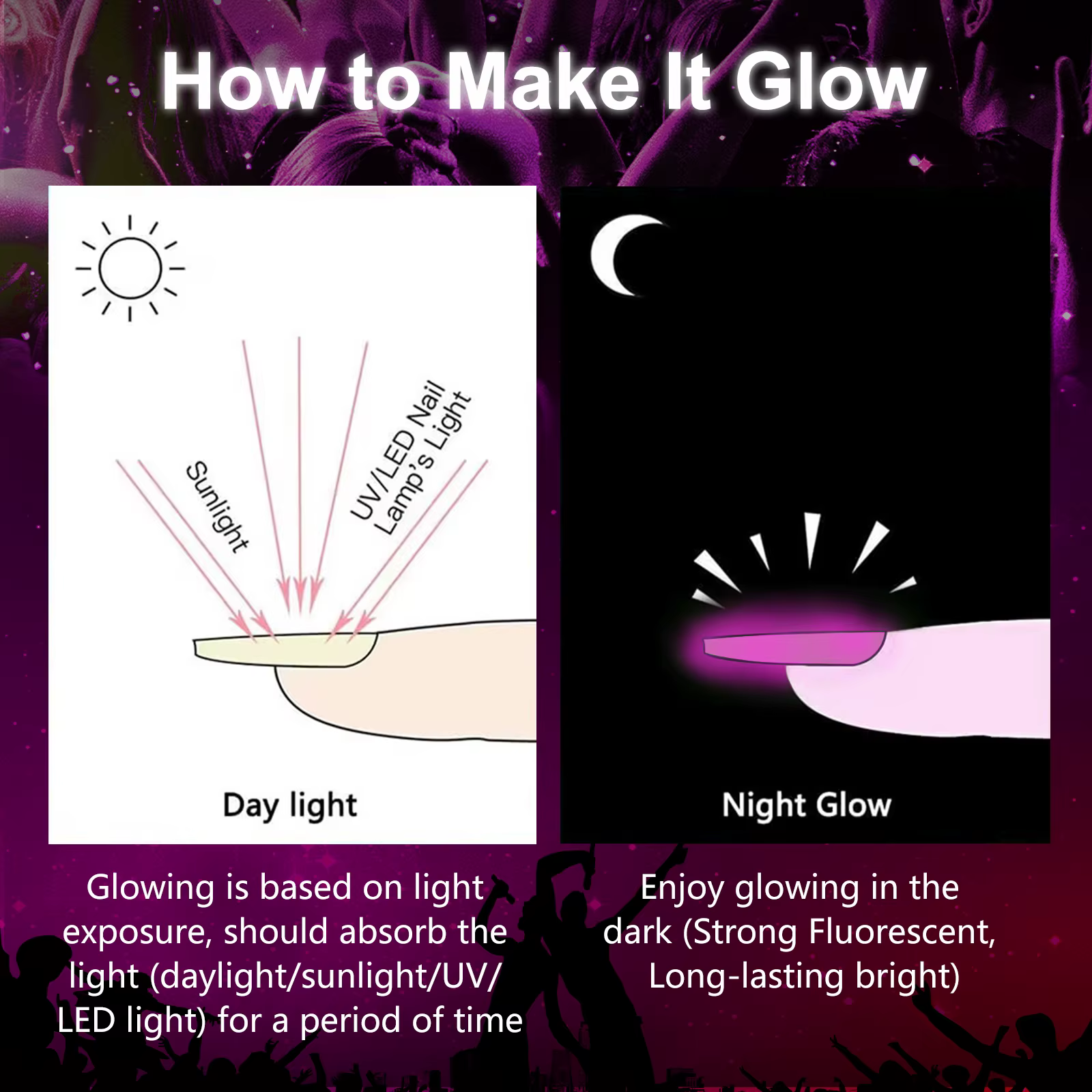 Poudre de trempage scintillante dans la nuit