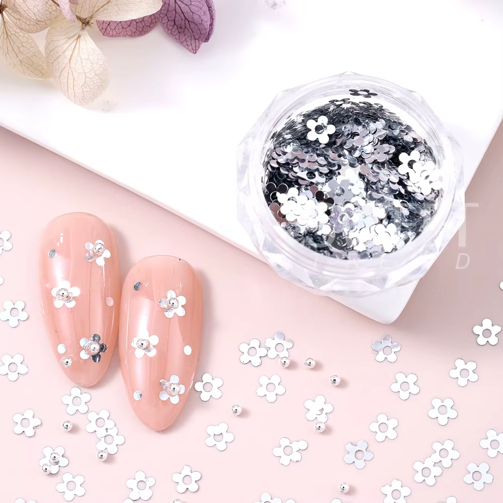 SWEET TREND - 2 Boîtes de Paillettes Dorées et Argentées pour Ongles
