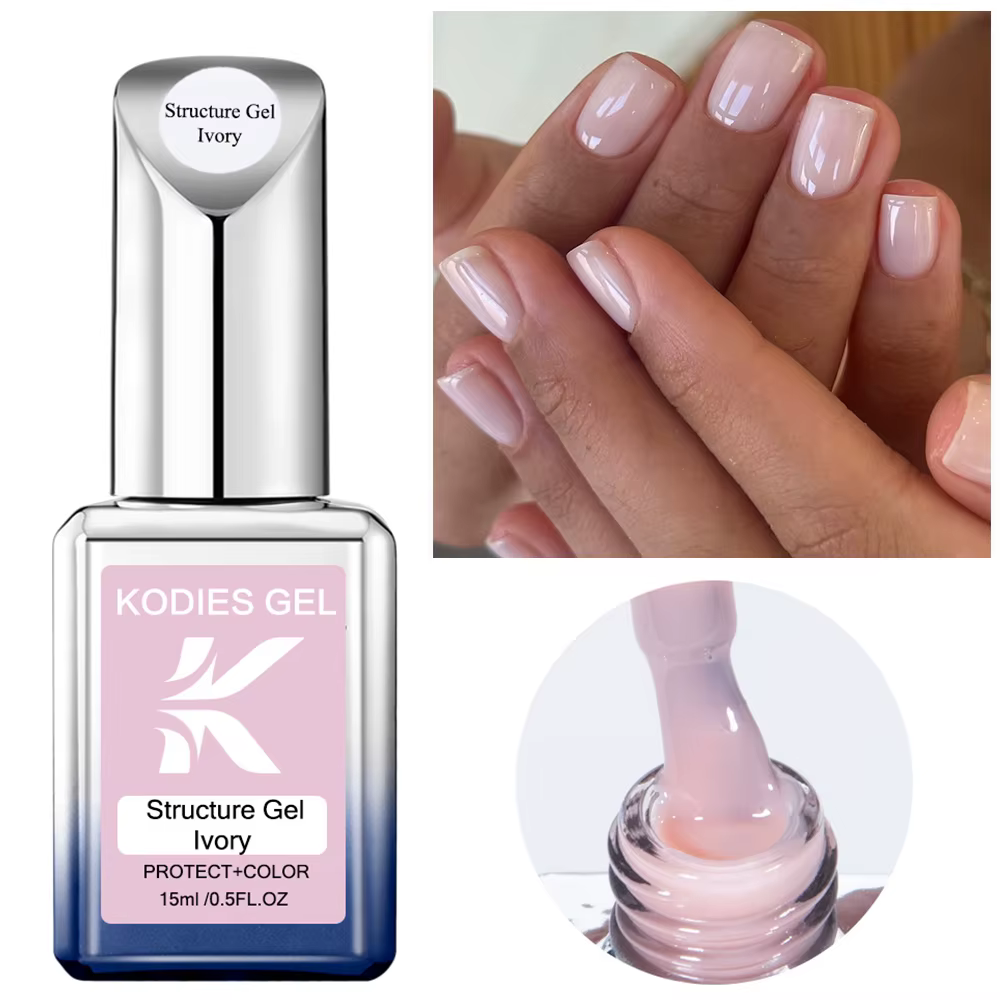 KODIES GEL Base en caoutchouc Gel vernis à ongles 15ML manucure française ivoire couleur Pastel naturel Structure UV Gel