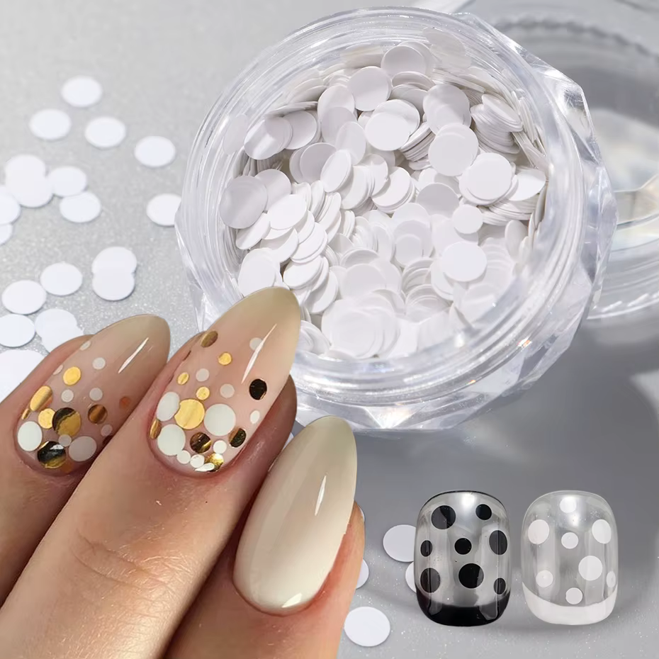 Paillettes à pois noirs et blancs pour Nail Art