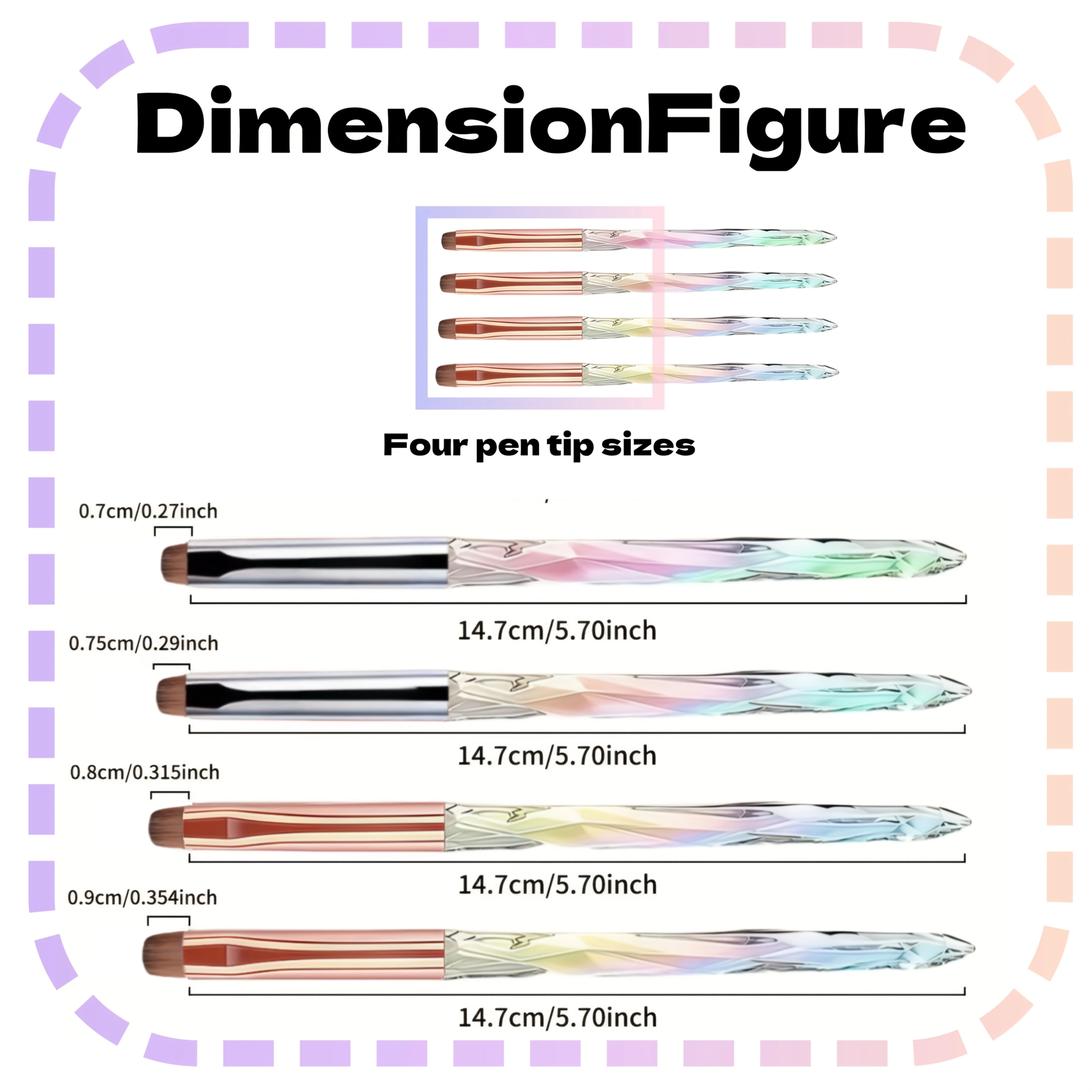 4 pinceaux professionnels pour ongles - Brosse à manucure française 3-en-1 avec détails fins pour un nettoyage précis