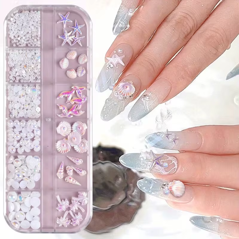 30 accessoires de nail art de style vacances à la plage. Pièces