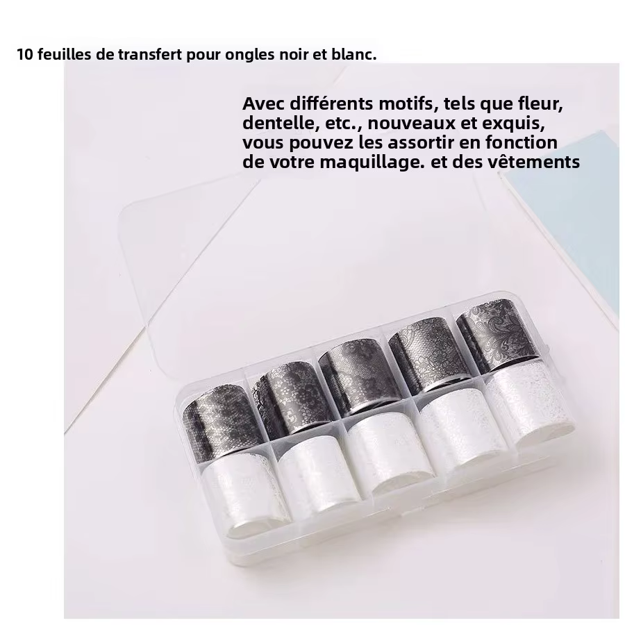 Feuille de transfert de dentelle noire et blanche