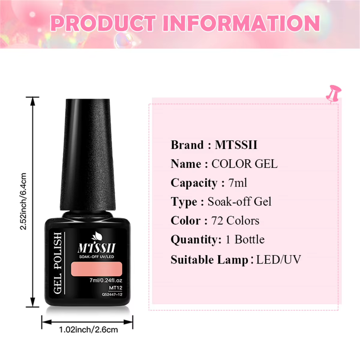 Lot de 6 vernis à ongles gel couleur unie 7ml – Collection Printemps-Été – Paillettes Noir Blanc Rouge – Semi-permanent UV Soak Off