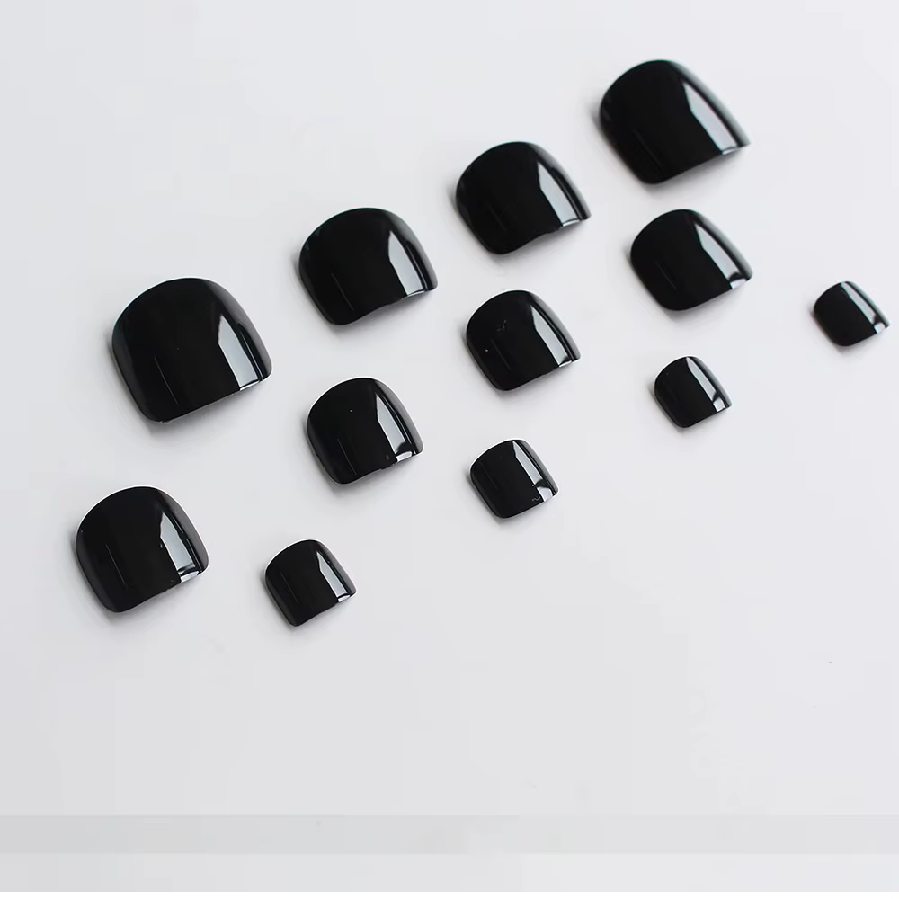 24 pièces rouge/blanc/noir/jaune/vin rouge ongles faux orteils