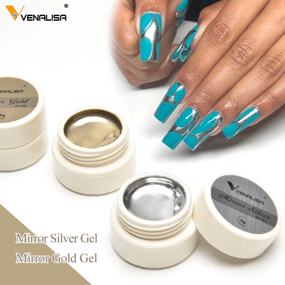 Venalisa 5ml nouveau Gel métallique UV argent or effet miroir renforcer garder les ongles C Arc UV Gel de Construction 5D Gel de modélisation
