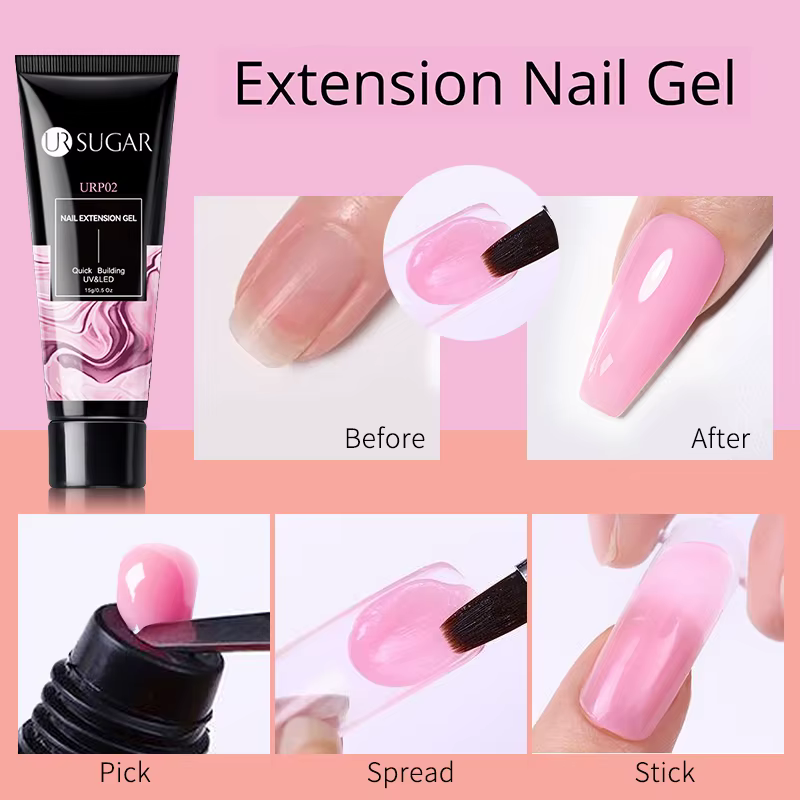 UR SUGAR 15ml Extension vernis à ongles Gel Camouflage nu rose Semi Permanent UV dur Gel