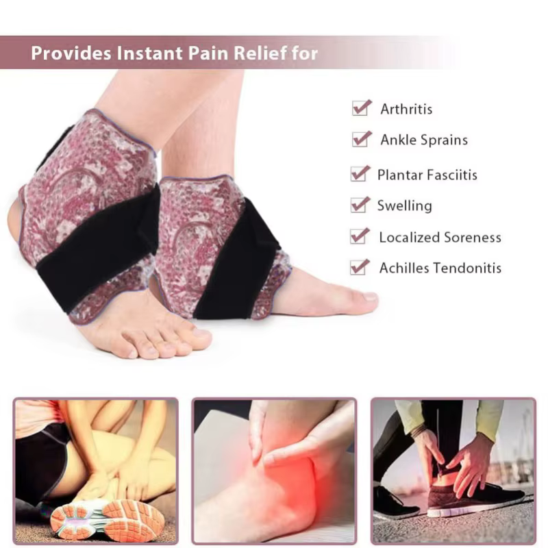 Compresse de gel réutilisable chaude et froide avec attelle réglable pour soulager les douleurs à la cheville et au genou
