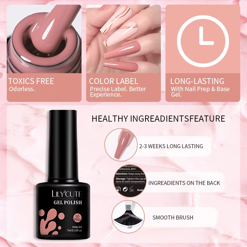 LILYCUTE – Lot de 6 vernis à ongles en gel DIY 7 ml