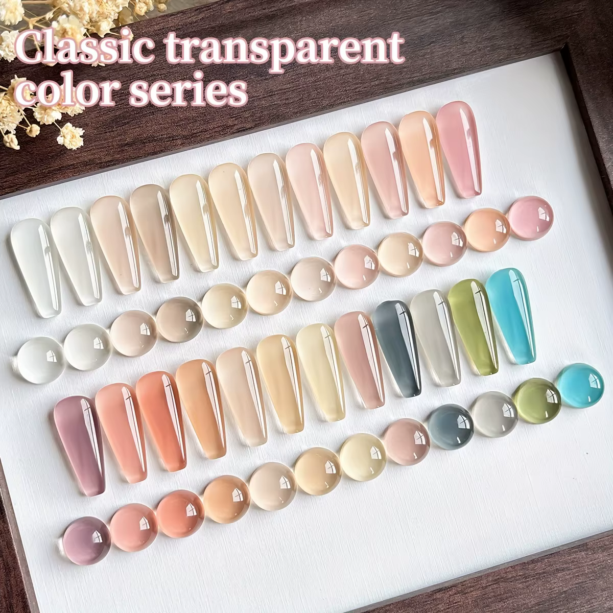 24 pièces série translucide 24 couleurs --- nouvelle nail art populaire ultra-lumineux glace
