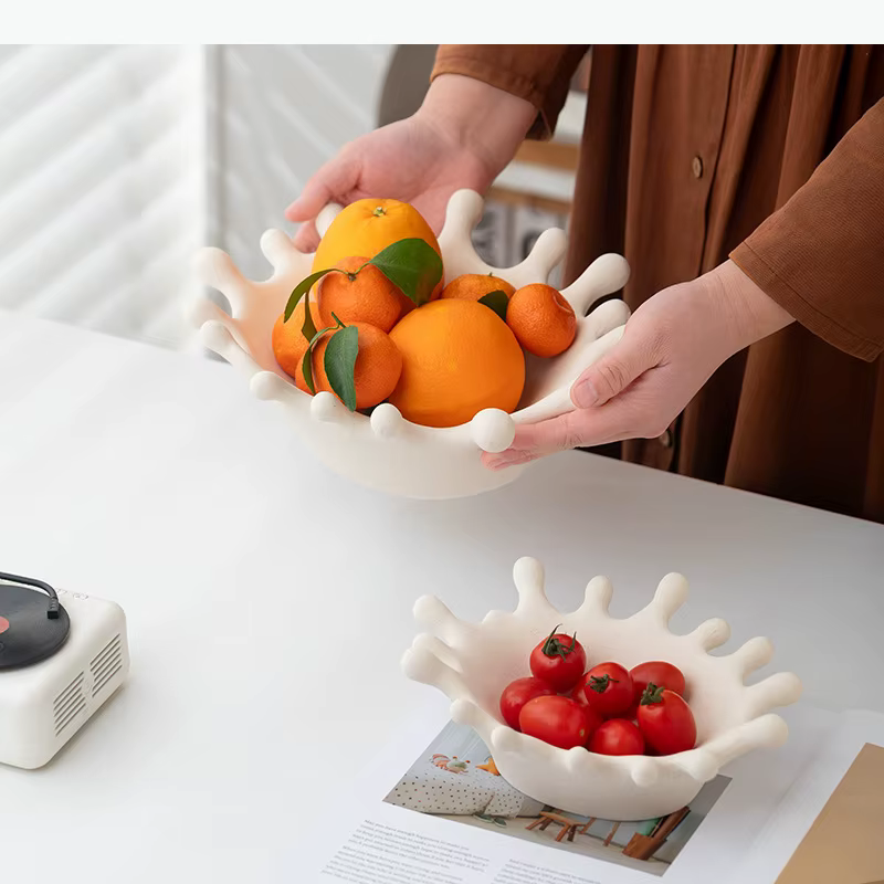 Plateau à fruits en céramique en forme de couronne, plateau créatif pour collations et bonbons, plateau de rangement, plateaux à fruits secs, corbeille à fruits, vaisselle de table domestique