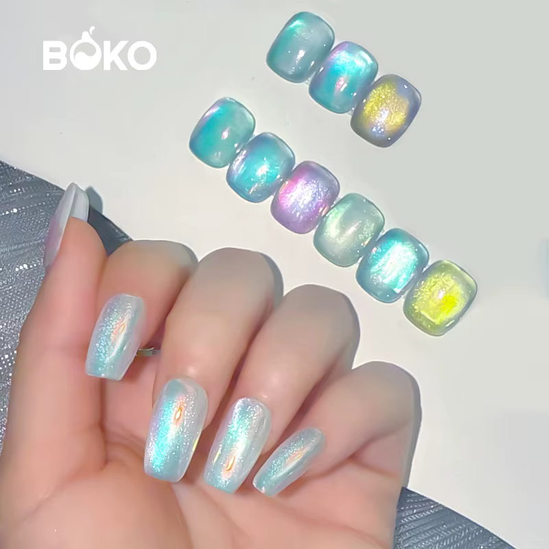 BOKO Nails Trends Aurora Cat eye Set Mirror Chrome Powder Rubbing Dust Nail Magnetic Pigment