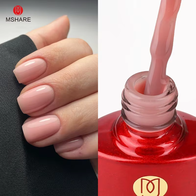 MSHARE Gel de Base en caoutchouc rose laiteux Camouflage couleur manteau tremper les ongles Gels vernis laque 10ml UV