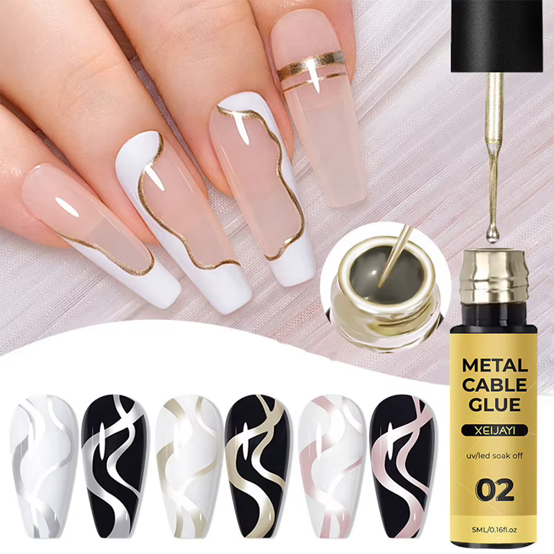 (HS) 5ml Super brillant argent métallique peinture Liner Gel vernis à ongles dessin rayure Graffiti miroir tirer ligne