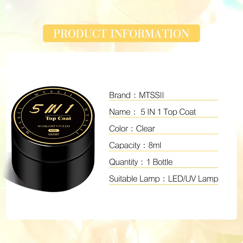 MTSSII 8ml 5 en 1 couche de finition sans essuyage Gel de renfort vernis à ongles fonction efficace adhésif eau Nail Art Gel bricolage Design