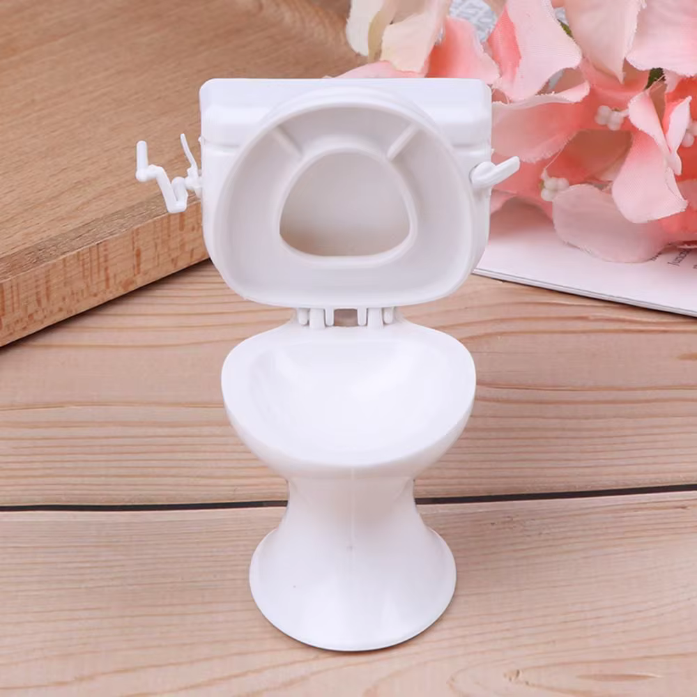 Maison de Jeu Vintage avec Toilette Miniature, Accessoire de Couleur Blanche, Meuble de Course