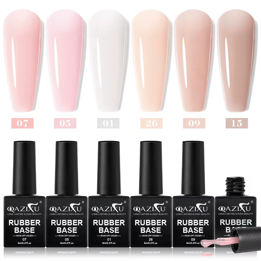 QAZIXU 8ml Gel de Base Caoutchouc pour Ongles