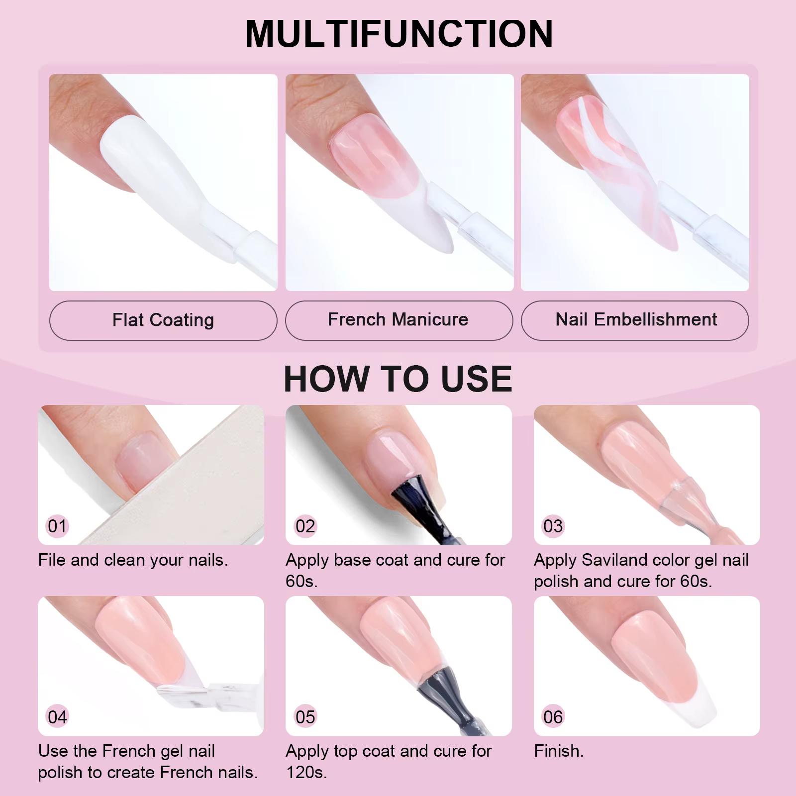 SAVILAND 10ml blanc Gel vernis à ongles Extension française UV LED Gel pointe