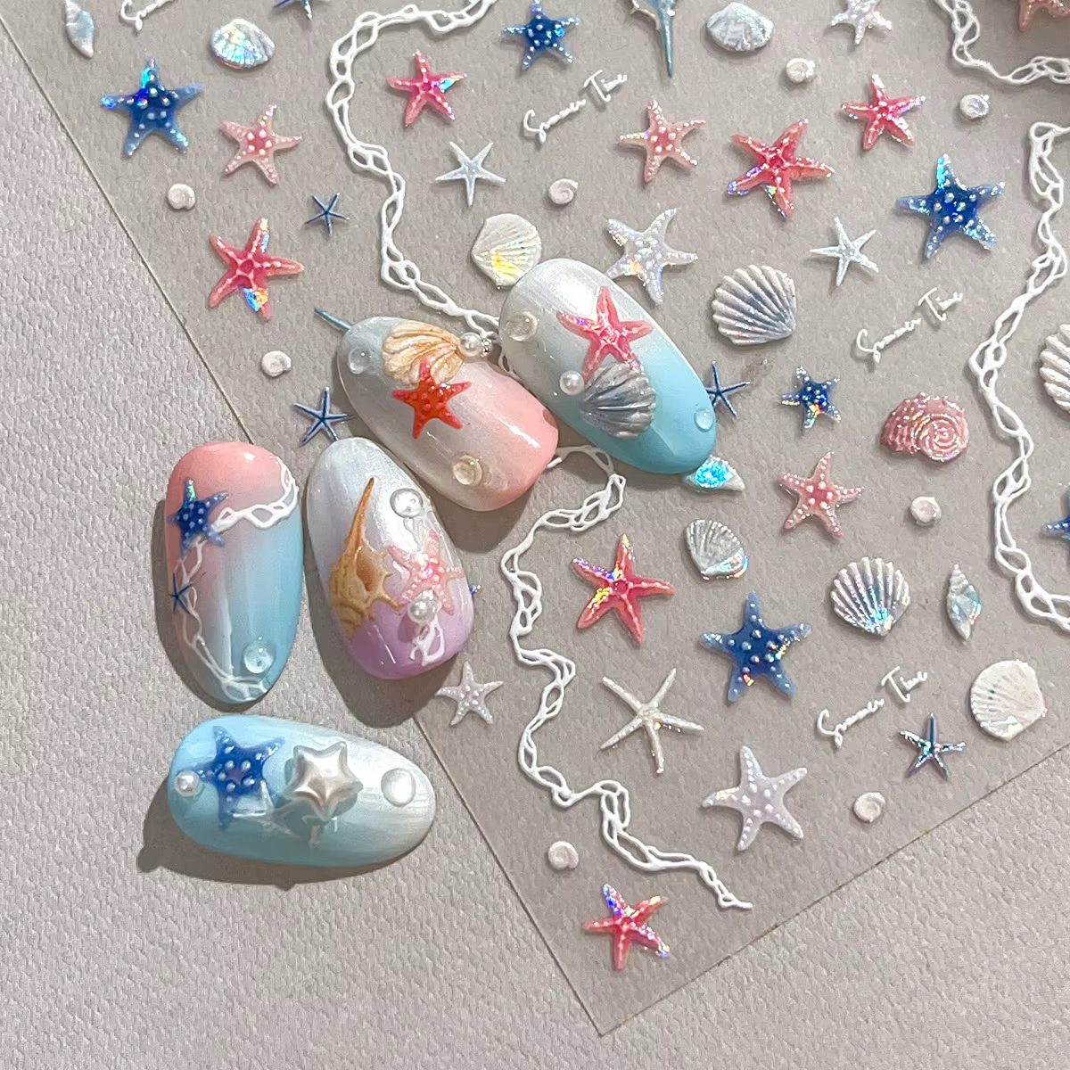 Autocollants pour ongles en forme d'étoile de mer