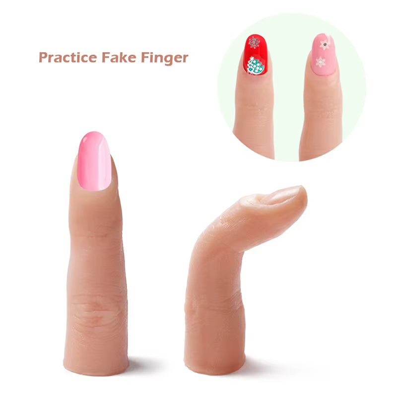 Outil de modèle de doigt d'entraînement en silicone pour ongles