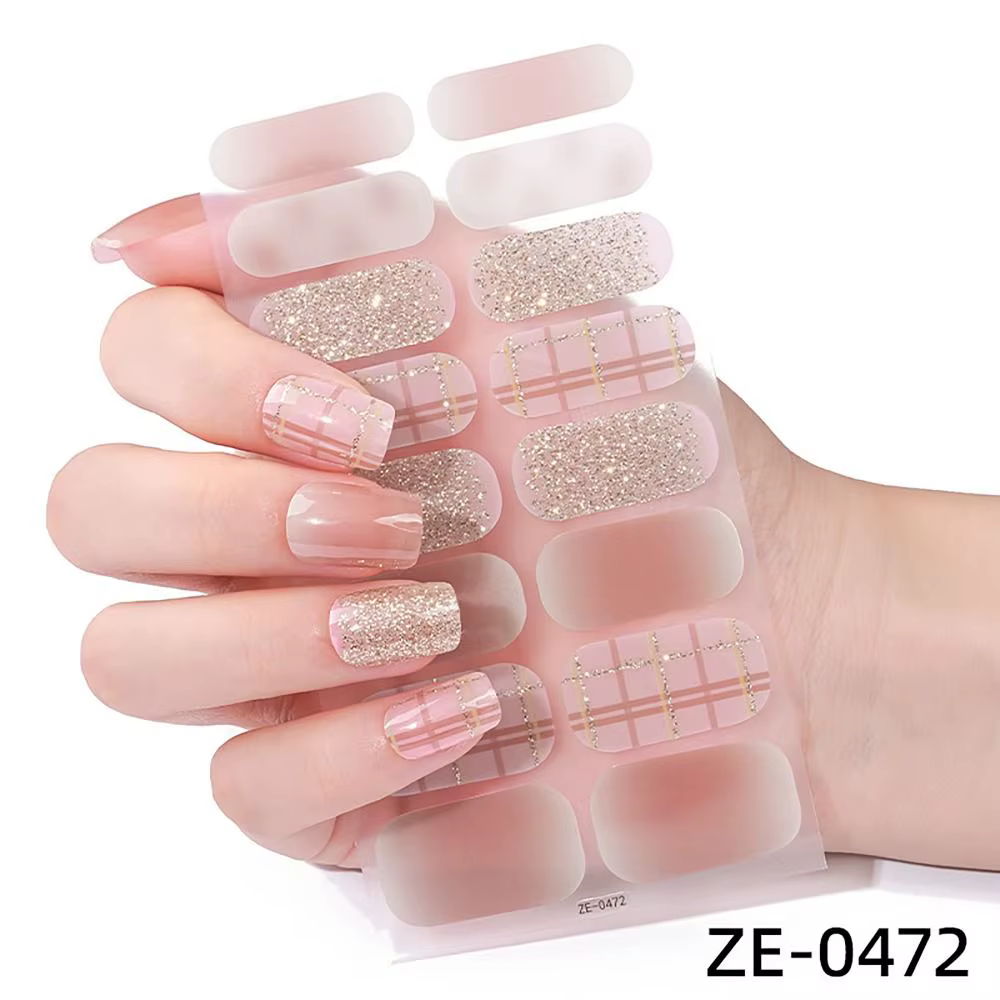 4 sets de 16 bandes de vernis à ongles semi-durcis en gel