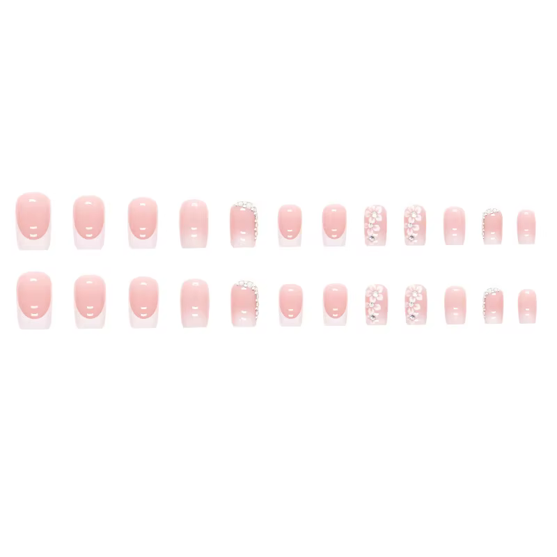 24 morceaux d'ongles longs et nus doux (forme carrée)
