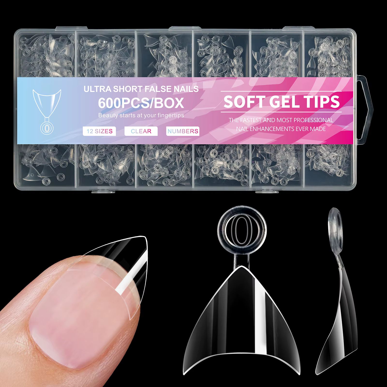 600 pièces/boîte Ultra court français faux presse sur acrylique ongles conseils amande carré sans trace manucure Salon