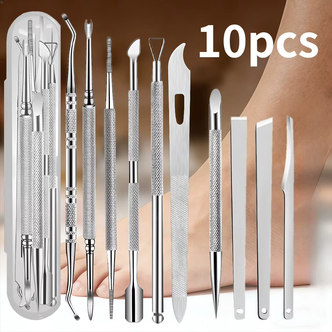 Outil de pédicure en acier inoxydable, pour enlever les peaux mortes et les callosités, outils portables pour le soin des cuticules des pieds, soins professionnels des pieds, 1/10/11 pièces