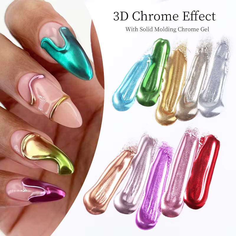 Poudre à paillettes argentées pour ongles