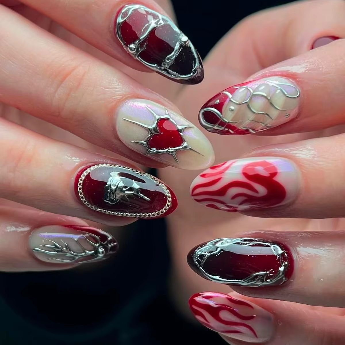 Faux ongles 3D pour la saint-valentin