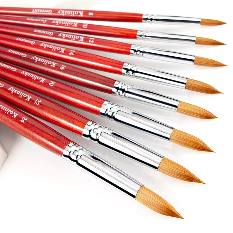 Kolinsky-Brosse à Ongles en Acrylique avec Manche en Bois