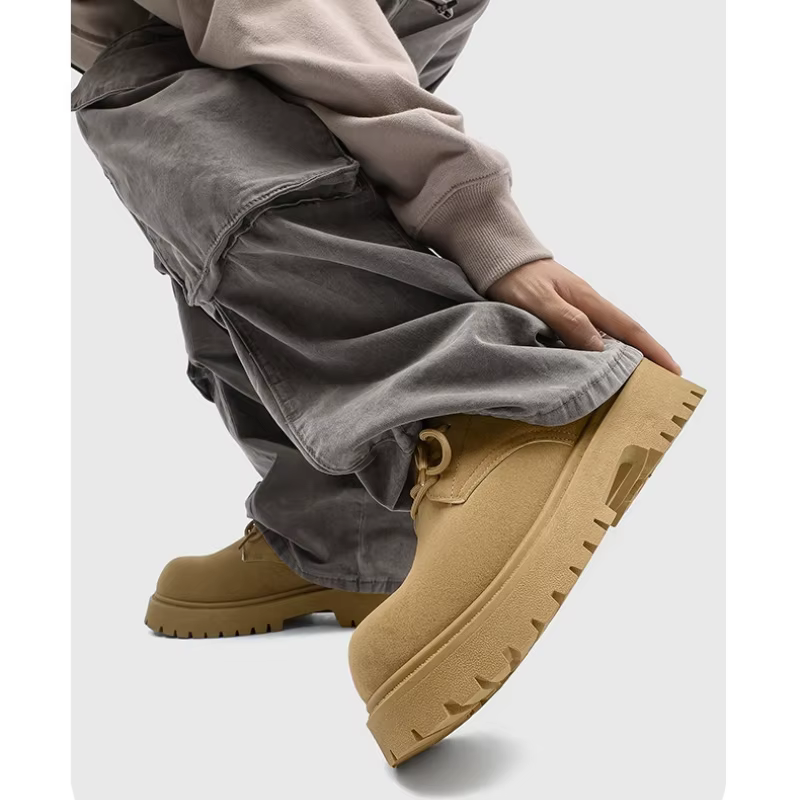 Bottes de travail robustes pour hommes, style Derby, rétro, à lacets, en daim, semelle épaisse, respirantes, basses, chaussures décontractées industrielles pour hommes 2026