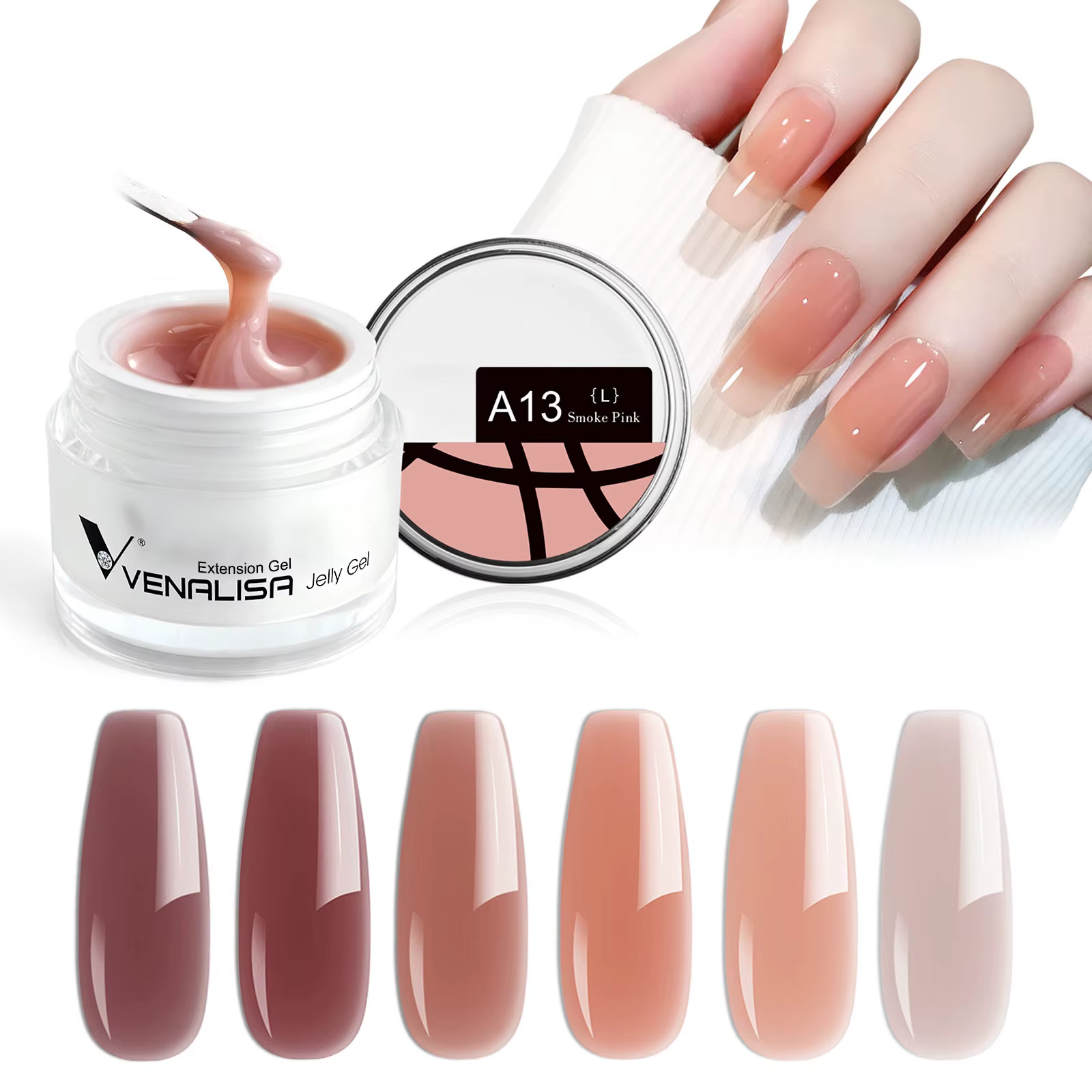 VENALISA Gel de gelée 50ml rose Collection nue ne brûle pas Gel dur tremper UV LED Extension douce constructeur ongles Gel manucure