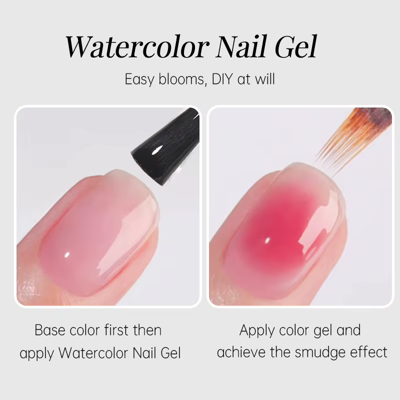 UR SUGAR 15ml Gel à ongles aquarelle transparent effet marbré dégradé blush