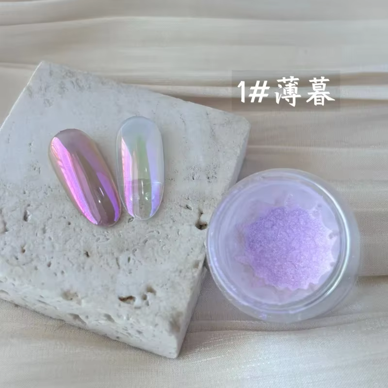 9 couleurs arc-en-ciel Aurora ciel royaume clair de lune poudre paillettes Chrome femmes Nail Art